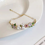 Load image into Gallery viewer, Dainty Rabbits Floral Bracelet