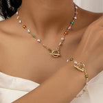 Load image into Gallery viewer, Dainty Spring Floral Pearls Bracelet and Necklace Set