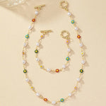 Load image into Gallery viewer, Dainty Spring Floral Pearls Bracelet and Necklace Set
