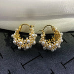 Load image into Gallery viewer, Dainty Statement Pearl Hoop Earrings