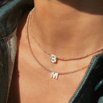 Load image into Gallery viewer, Dainty Stone Beaded Initial Necklace