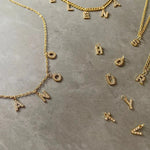 Load image into Gallery viewer, Dainty Zircon Letter Initial, Number, Symbol Chain Necklace