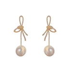 Load image into Gallery viewer, Dazzling Bowknot Pearl Drop Earrings