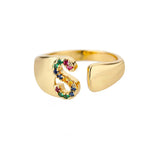 Load image into Gallery viewer, Dazzling Rainbow Custom Letter Initial Rings
