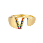 Load image into Gallery viewer, Dazzling Rainbow Custom Letter Initial Rings