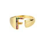 Load image into Gallery viewer, Dazzling Rainbow Custom Letter Initial Rings