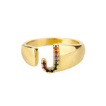 Load image into Gallery viewer, Dazzling Rainbow Custom Letter Initial Rings
