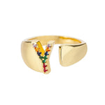 Load image into Gallery viewer, Dazzling Rainbow Custom Letter Initial Rings