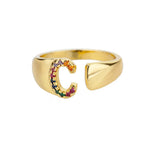 Load image into Gallery viewer, Dazzling Rainbow Custom Letter Initial Rings