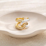 Load image into Gallery viewer, 14k Diamond Accented Interlocking Two Tone Ring