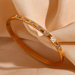 Load image into Gallery viewer, Diamond Accented Gold Cuff Bracelet