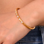 Load image into Gallery viewer, Diamond Accented Gold Cuff Bracelet