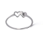 Load image into Gallery viewer, Dual Heart Letter Initial Ring
