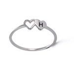 Load image into Gallery viewer, Dual Heart Letter Initial Ring