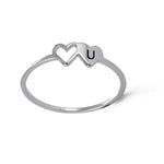 Load image into Gallery viewer, Dual Heart Letter Initial Ring