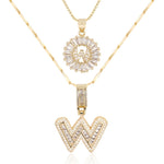 Load image into Gallery viewer, 2pc 14k Diamond Letter Initial Necklaces