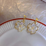 Load image into Gallery viewer, Elegant Gold Accented Floral Earrings