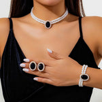 Load image into Gallery viewer, Elegant Oval Diamond Pearl Necklace, Bracelet, Earrings Set