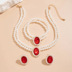 Load image into Gallery viewer, Elegant Oval Diamond Pearl Necklace, Bracelet, Earrings Set