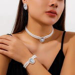 Load image into Gallery viewer, Elegant Oval Diamond Pearl Necklace, Bracelet, Earrings Set