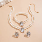 Load image into Gallery viewer, Elegant Oval Diamond Pearl Necklace, Bracelet, Earrings Set
