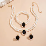 Load image into Gallery viewer, Elegant Oval Diamond Pearl Necklace, Bracelet, Earrings Set