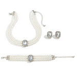 Load image into Gallery viewer, Elegant Pearl Diamond Necklace, Bracelet, and Earring Set