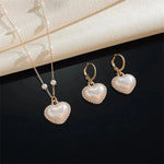 Load image into Gallery viewer, Elegant Pearl Heart Necklace and Earrings Set