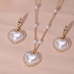 Load image into Gallery viewer, Elegant Pearl Heart Necklace and Earrings Set