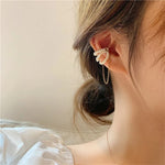 Load image into Gallery viewer, Elegant Wrapped Pearls Dangle Earring Cuff