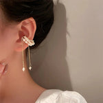 Load image into Gallery viewer, Elegant Wrapped Pearls Dangle Earring Cuff