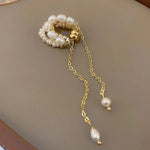 Load image into Gallery viewer, Elegant Wrapped Pearls Dangle Earring Cuff