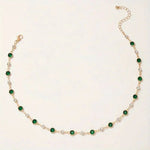 Load image into Gallery viewer, Emerald and Diamond Spaced Choker Necklace