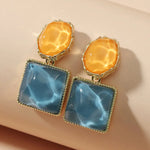 Load image into Gallery viewer, Enamel Geometric Oval Square Earrings