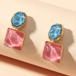 Load image into Gallery viewer, Enamel Geometric Oval Square Earrings