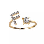 Load image into Gallery viewer, Adjustable Dainty Diamond Letter Initial Ring