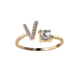 Load image into Gallery viewer, Adjustable Dainty Diamond Letter Initial Ring