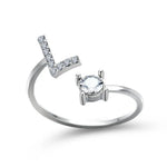 Load image into Gallery viewer, Adjustable Dainty Diamond Letter Initial Ring