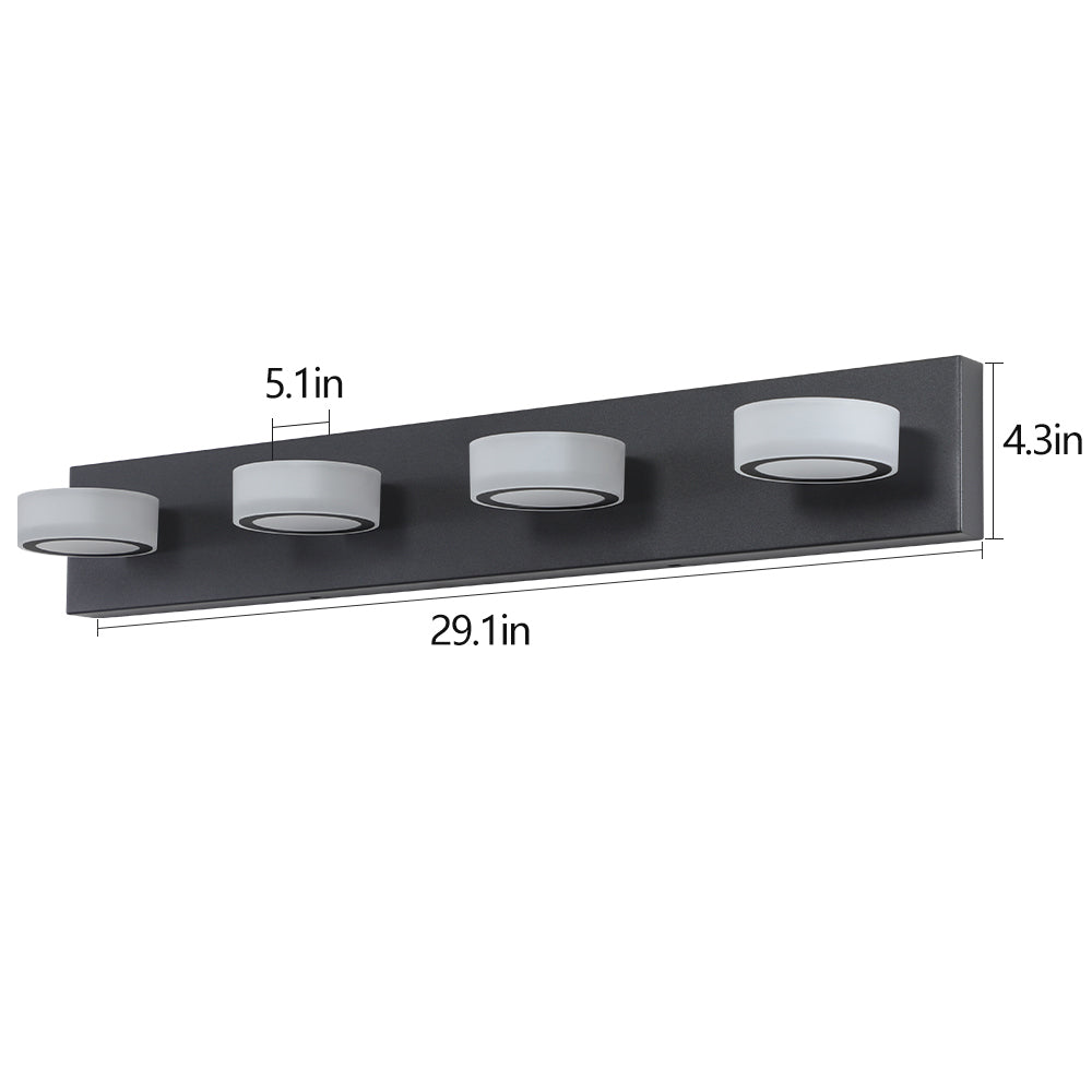 LED Modern Black 4-Light Vanity Light Fixture