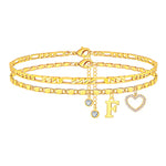 Load image into Gallery viewer, 2pc 14k Letter Initial & Diamond Heart Anklet