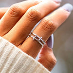 Load image into Gallery viewer, Double Bar Dainty Cross Ring