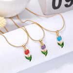 Load image into Gallery viewer, Feminine Floral Tulip Bracelet and Necklace Set