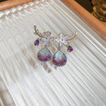Load image into Gallery viewer, Floral Amethyst Water Drop Earrings