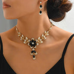 Load image into Gallery viewer, Floral Diamond Necklace and Earring Set