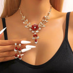 Load image into Gallery viewer, Floral Diamond Necklace and Earring Set