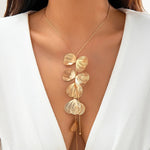 Load image into Gallery viewer, Floral Petals Lariat Tassel Necklace