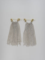Load image into Gallery viewer, Nora Long Flowing Silver Chain Earrings