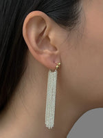 Load image into Gallery viewer, Nora Long Flowing Silver Chain Earrings