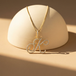 Load image into Gallery viewer, Luxe Cursive Diamond Accented Initial Necklace