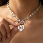 Load image into Gallery viewer, Paperclip Heart Letter Initial Choker Necklace